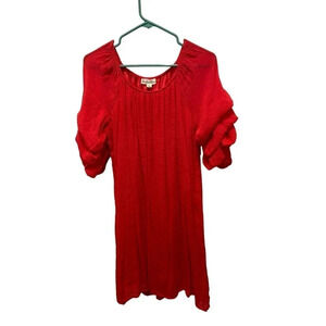 Indigo Rose Women's Red 3/4 Sleeve Ruffle Mini Dress Size Medium